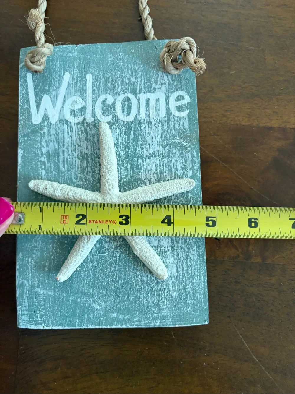 Coastal 'Welcome' Hanging Sign with Starfish - Aqua